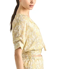 Derek Lam 10 Crosby Women's Suri Printed V-Neck Tuck Front Top