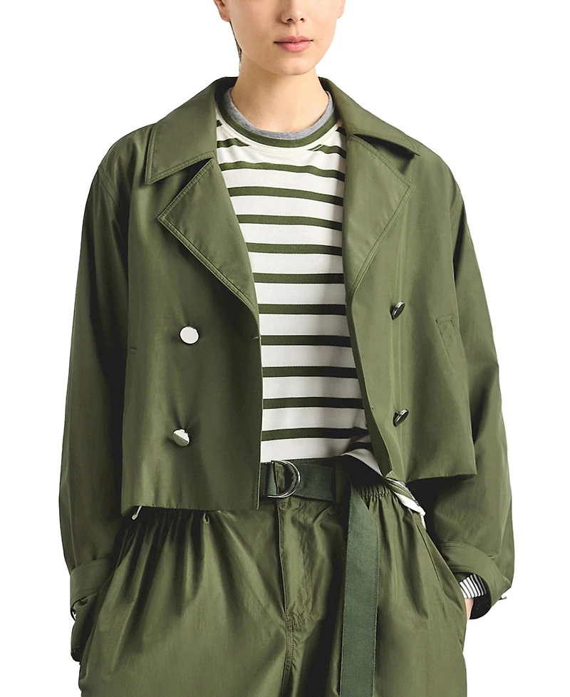 Derek Lam 10 Crosby Women's Renata Poplin Button Front Cropped Trench Jacket