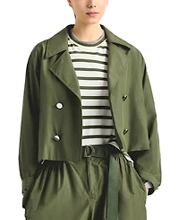 Derek Lam 10 Crosby Women's Renata Poplin Button Front Cropped Trench Jacket