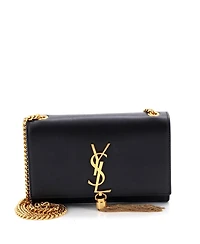Pre-Owned Saint Laurent Small Classic Monogram Tassel Crossbody Bag Leather