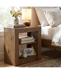 Tribesigns 24 Inch Solid Wood Nightstand With 2 Open Shelves, Modern Farmhouse Rustic End Table, Accent Side Table For Bedroom and Living Room