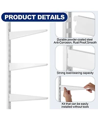 Xdovet Rail Upright Wall Shelving System Adjustable Bracket Heavy Duty Metal Support Kitchen Closet Home Indoor