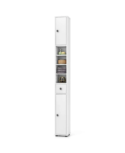 Costway Slim Bathroom Tall Cabinet with 2 Doors, 1 Drawer and 5 Adjustable Shelves for Home