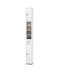 Costway Slim Bathroom Tall Cabinet with 2 Doors, 1 Drawer and 5 Adjustable Shelves for Home