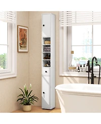 Costway Slim Bathroom Tall Cabinet with 2 Doors, 1 Drawer and 5 Adjustable Shelves for Home