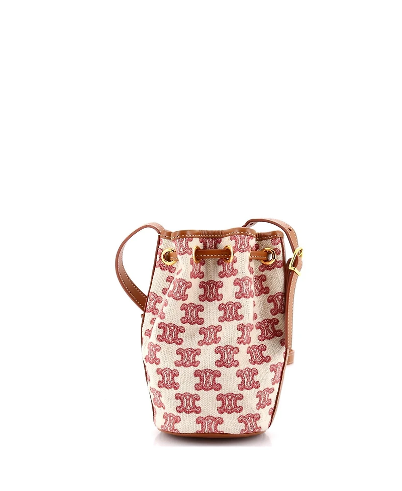 Pre-Owned Celine Micro Drawstring Bucket Bag Triomphe Canvas