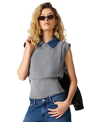 Steve Madden Women's Kelson Collared Sleeveless Sweater