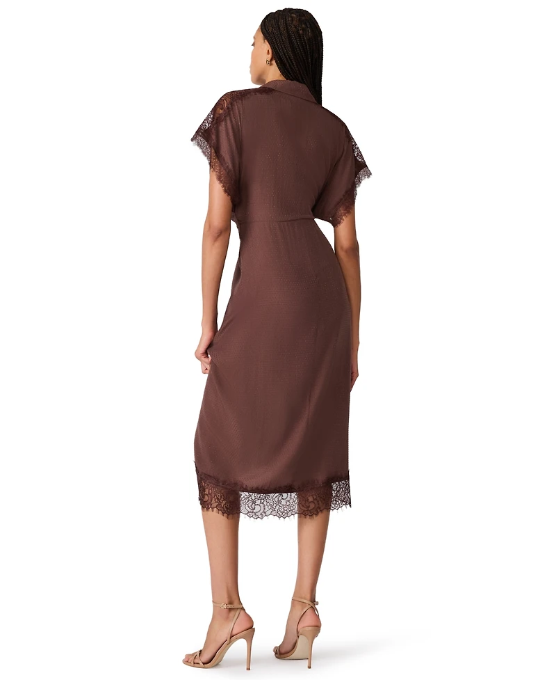 Steve Madden Women's Tori Collared Wrap Midi Dress