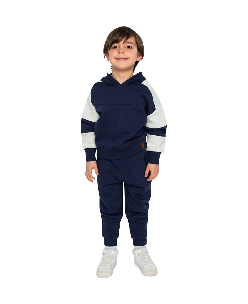 Deux par Deux Little Boys (6-12) Hooded Striped Fleece Cardigan