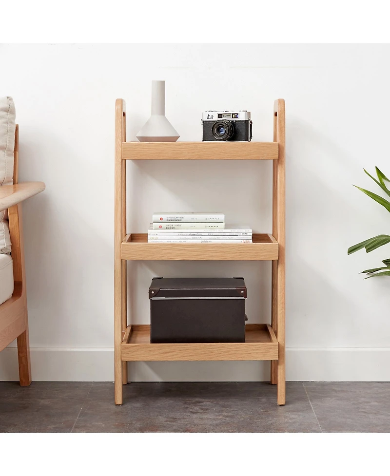 flynama 3 Tier Solid Wood Entryway Storage Bench Multifunctional A-shaped Ladder Shelf Rack