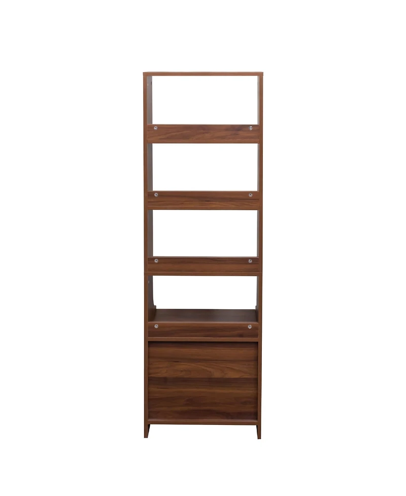 flynama Tall Nightstand with Bookshelf and 2 Drawers Space Saving Bedroom Storage