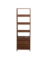 flynama Tall Nightstand with Bookshelf and 2 Drawers Space Saving Bedroom Storage