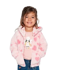 Deux par Deux Little and Big Girl (6-8) Hooded Full Zip Faux Fur Jacket