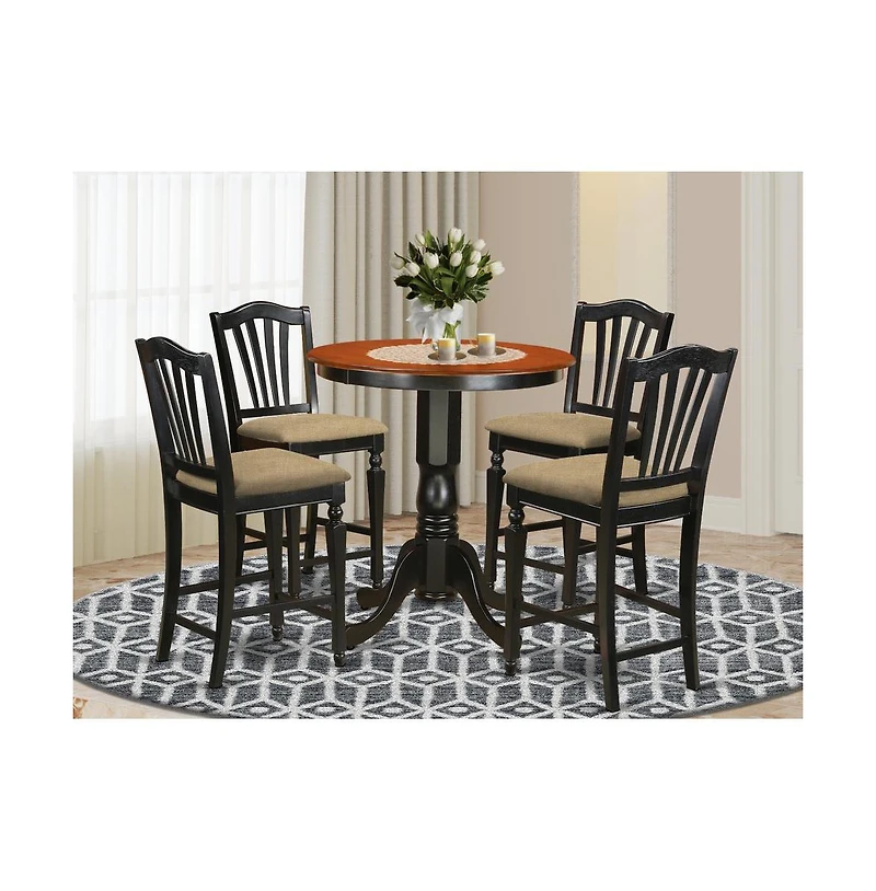 East West Furniture EDCH5-blk-c 5 Piece counter height set Kitchen Table and 4 counter height Dining chair