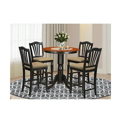 East West Furniture EDCH5-blk-c 5 Piece counter height set Kitchen Table and 4 counter height Dining chair