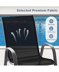 Costway Patio Dining Chairs Stackable Armrest Space Saving Garden