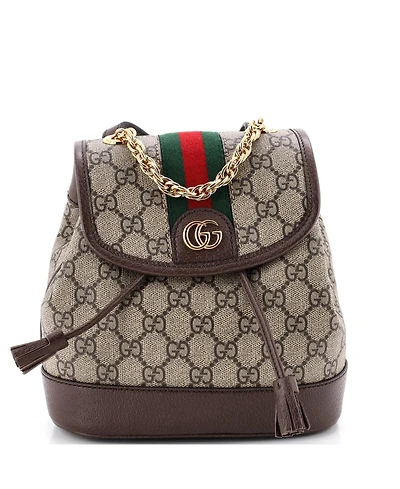 Pre-Owned Gucci Mini Ophidia Flap Backpack Gg Coated Canvas