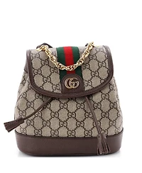 Pre-Owned Gucci Mini Ophidia Flap Backpack Gg Coated Canvas