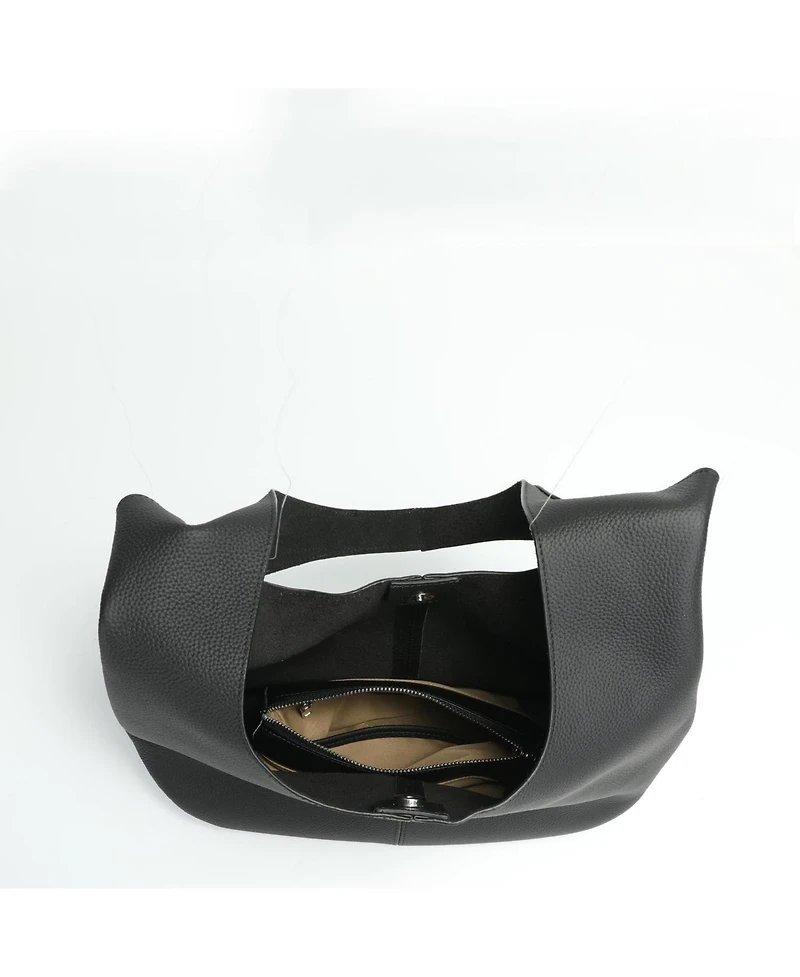 Susu Arc Leather Crescent Hobo Bag Soft Pebbled Shoulder Casual Slouchy Handbag