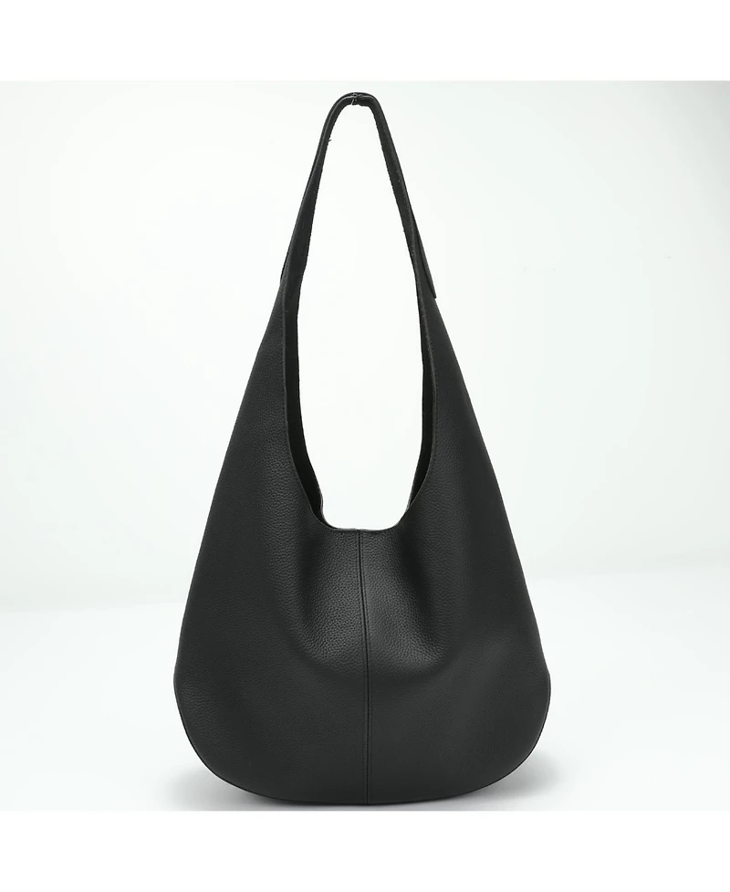 Susu Arc Leather Crescent Hobo Bag Soft Pebbled Shoulder Casual Slouchy Handbag