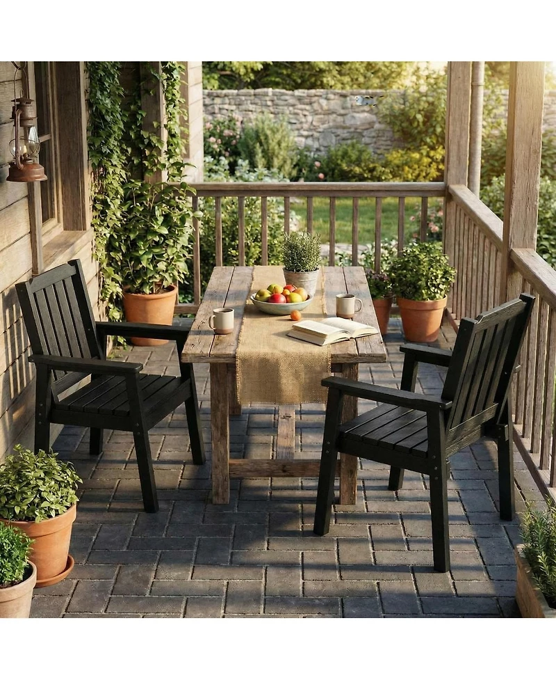 gaomon Outdoor Dining Chairs Set of 2 Patio Hdpe Garden with Ergonomic Wide Seat Waterproof Easy Maintain All-Weather Durable