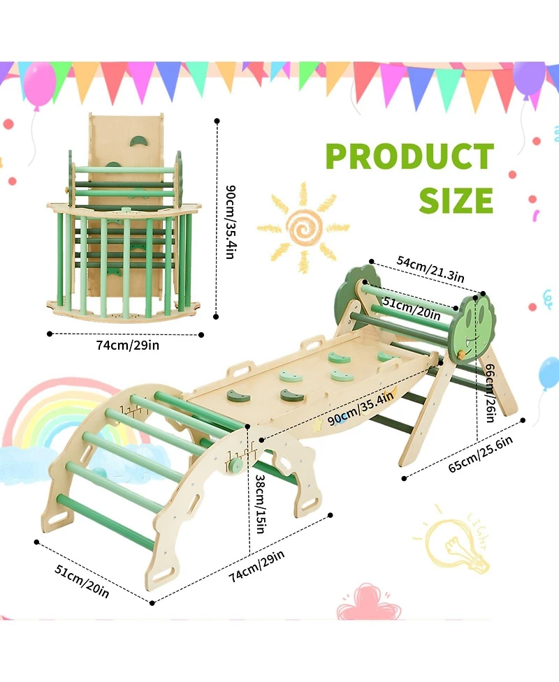homfan 72.8 x 20.5 22.8 Inch Kids Climbing Frame Engineered Wood Toddler Indoor Play Gym Arch for Physical Fun, Wooden
