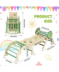 homfan 72.8 x 20.5 22.8 Inch Kids Climbing Frame Engineered Wood Toddler Indoor Play Gym Arch for Physical Fun, Wooden