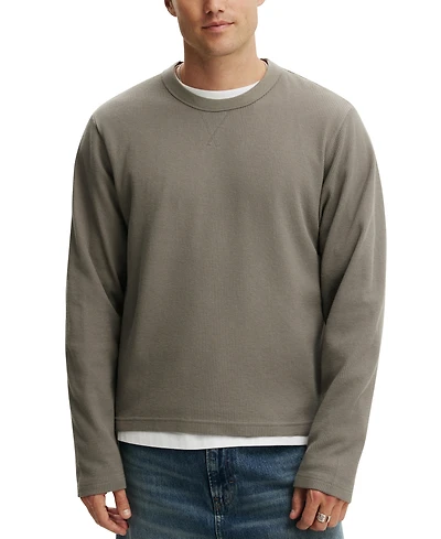 Cotton On Men's Cropped-Fit Waffle Textured Long-Sleeve T-Shirt