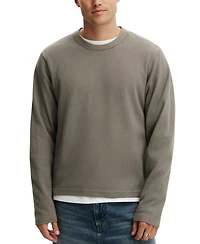 Cotton On Men's Cropped-Fit Waffle Textured Long-Sleeve T-Shirt