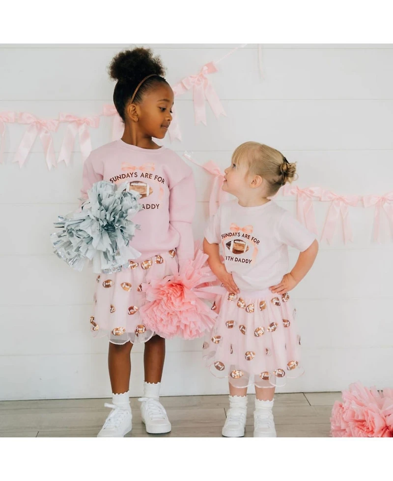 Sweet Wink Little Girls Sundays Are For Football Short Sleeve T-Shirt
