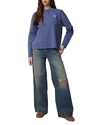 Good For Nothing Women's Long Sleeve Striped Polo