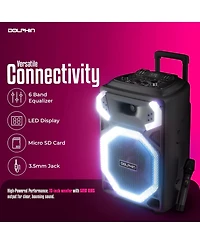 Dolphin Audio X-bass 15" Bluetooth Speaker System with Led Lights and Microphone Portable Dj Party Speaker