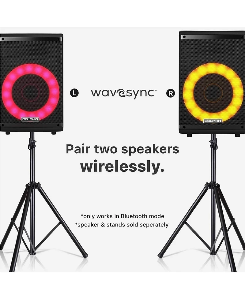 Dolphin Bluetooth Karaoke Party Speaker System with Dynamic Spin Led Lights and Microphone