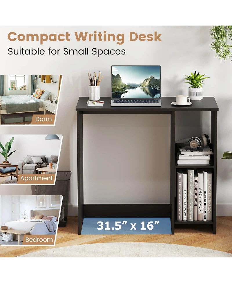 Costway 31.5" Small Computer Desk Home Office Study Writing Desk with 2 Compartments