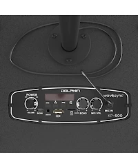 Dolphin Audio Karaoke Box 500 VocalPro Portable Bluetooth Speaker with Led Lights, Microphone and Stand