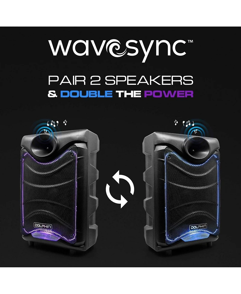 Dolphin Audio Bluetooth Karaoke Loudspeaker System with Dynamic Spin Led Lights and Microphone Dj Party Speaker