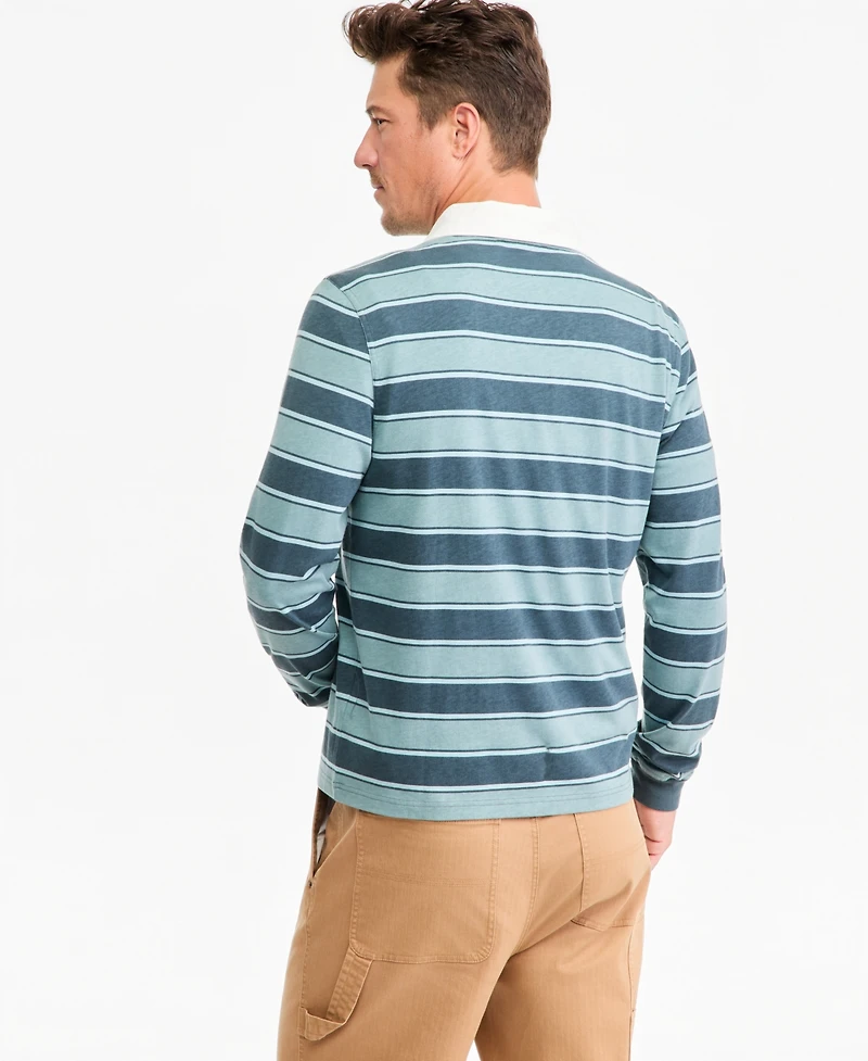 Sun + Stone Men's Long-Sleeve Striped Rugby Shirt, Macy's Exclusive