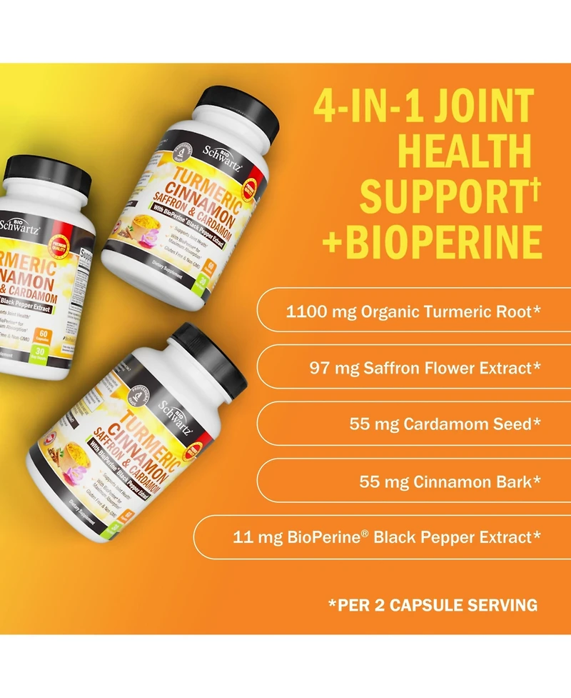 Turmeric Curcumin with Saffron, Cinnamon, BioPerine - Joint Support