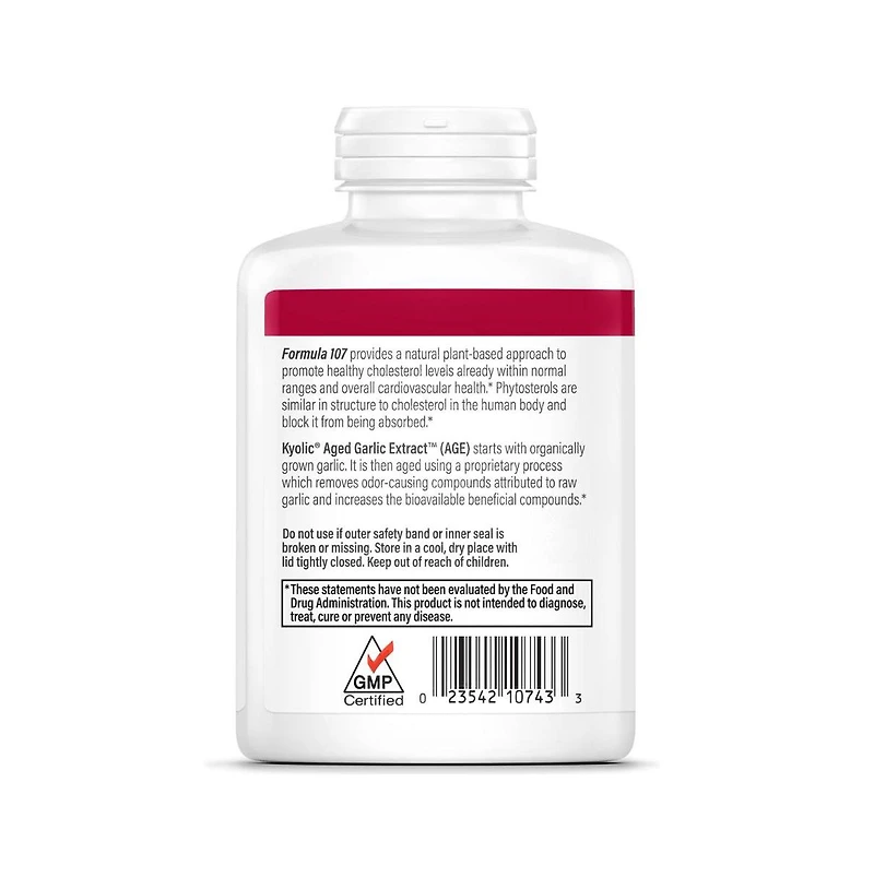 Kyolic Aged Garlic Extract Formula 107, Phytosterols for Cholesterol Support, 240 Capsules