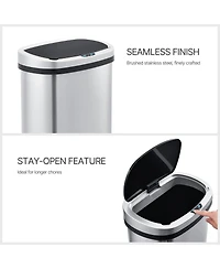 Mega Casa 13 Gal /50 Liter Stainless Steel Motion Sensor Silent Soft-Close Lid Trash Can for Kitchen, Office