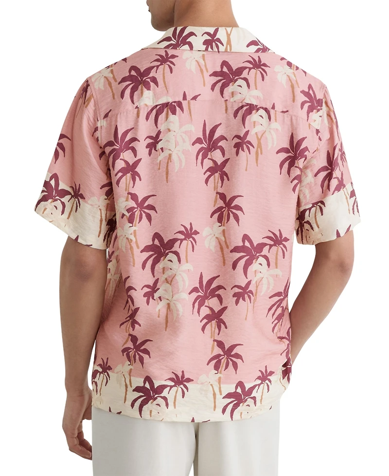 Reiss Men's Madrona Palm-Print Cuban-Collar Shirt