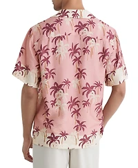 Reiss Men's Madrona Palm-Print Cuban-Collar Shirt