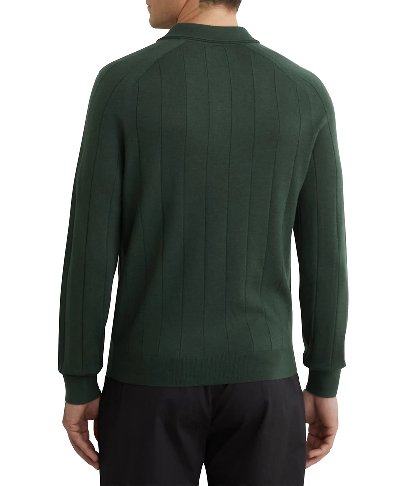 Reiss Men's Greyson Merino Wool Wide-Rib Polo Shirt