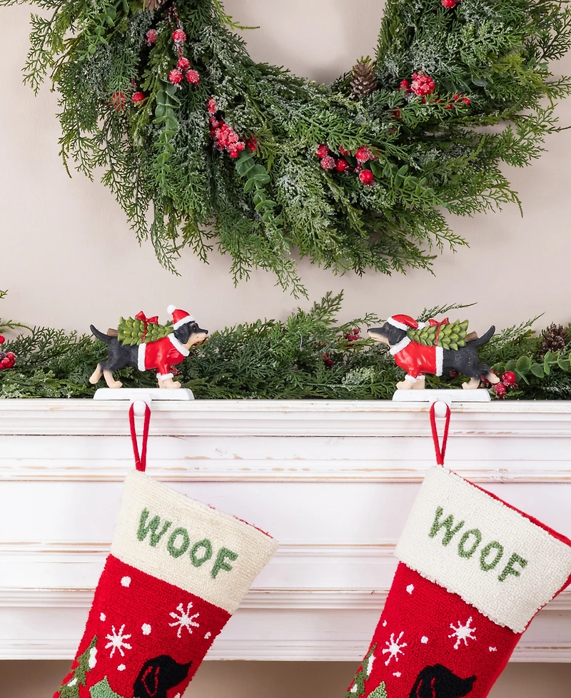 Glitzhome Dachshund Stocking Holders, Set of 2