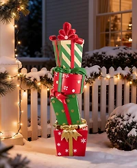 Glitzhome 30.25" Christmas Stacked Gift Box Porch Decor