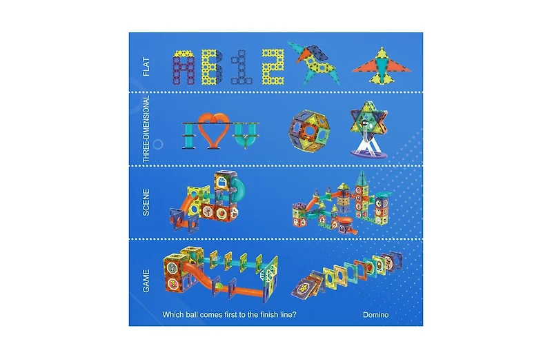Contixo 110-Piece Light-Up 3D Magnetic Marble Run Tiles Stem Building Set with Glow Marbles for Kids Ages 3+