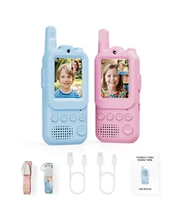 Contixo TK2 Kids Video Walkie Talkies with Camera, Blue and Pink 2-Pack, Rechargeable 2-Way Radios with 2" Screen, Voice and Photo Messaging