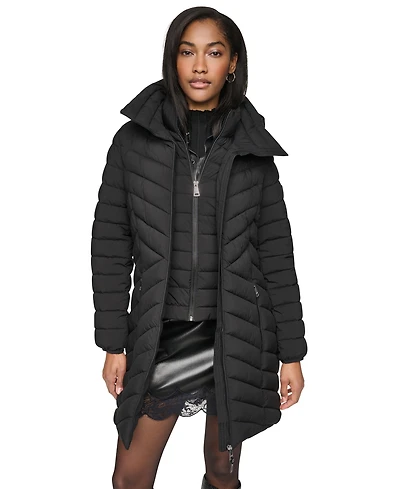 Dkny Women's Bibbed Packable Puffer Coat