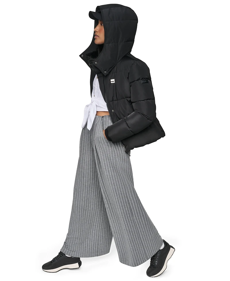 Dkny Women's Short Toggle Stand Collar Puffer Coat