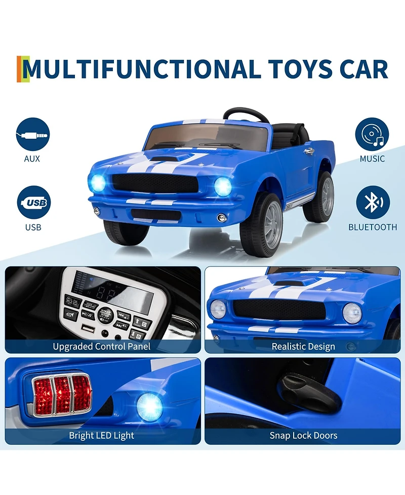 homfan 46.1 x 24.8 16.9 Inch Licensed Shelby Ride On Car for Kids 24V 2 Seater Electric Toy with Remote Outdoor Play
